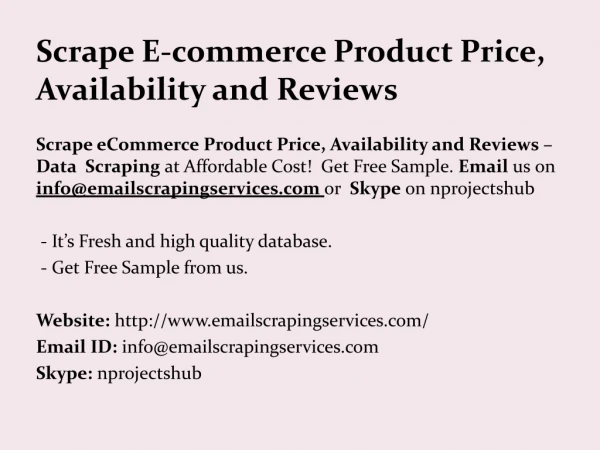 Scrape eCommerce Product Price, Availability and Reviews - Amazon UK Data Scraping