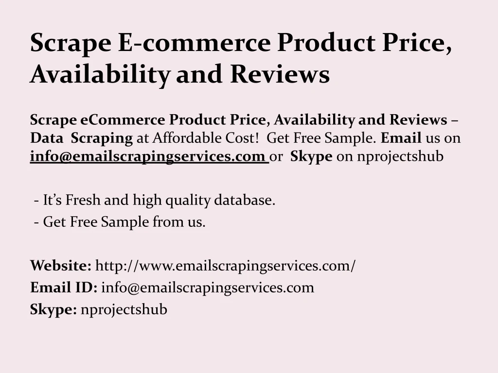 scrape e commerce product price availability and reviews