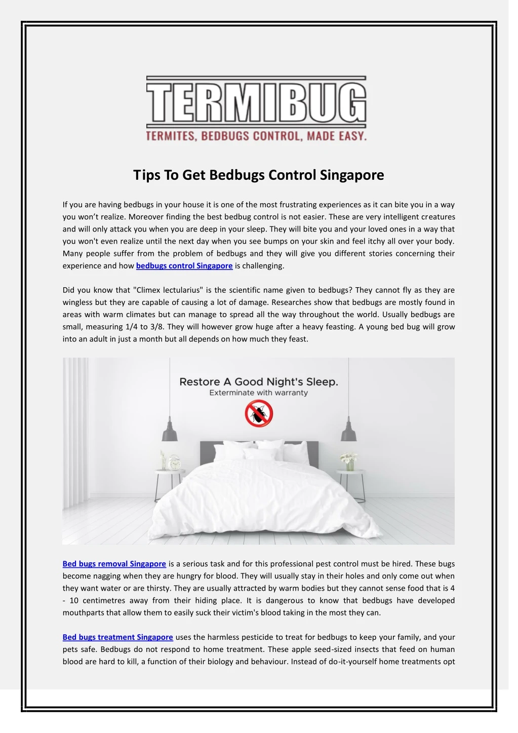 tips to get bedbugs control singapore