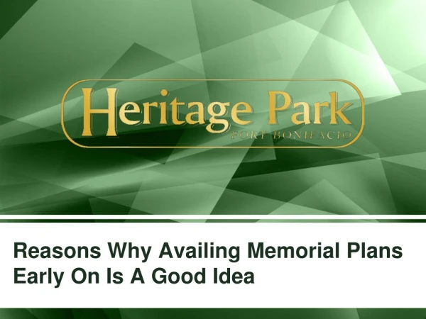 Reasons Why Availing Memorial Plans Early On Is A Good Idea