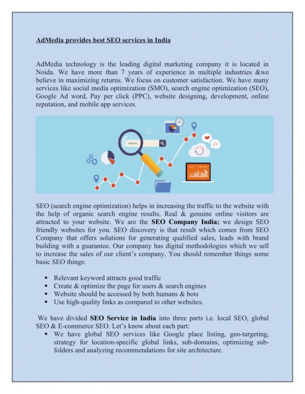 admedia provides best seo services in india