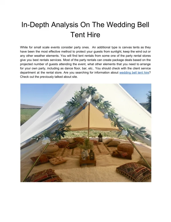 In-Depth Analysis On The Wedding Bell Tent Hire