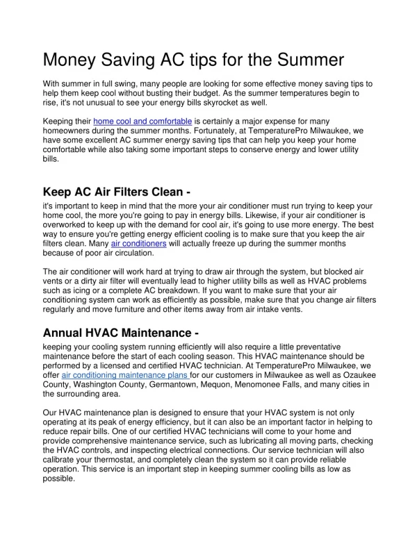 money saving ac tips for the summer with summer