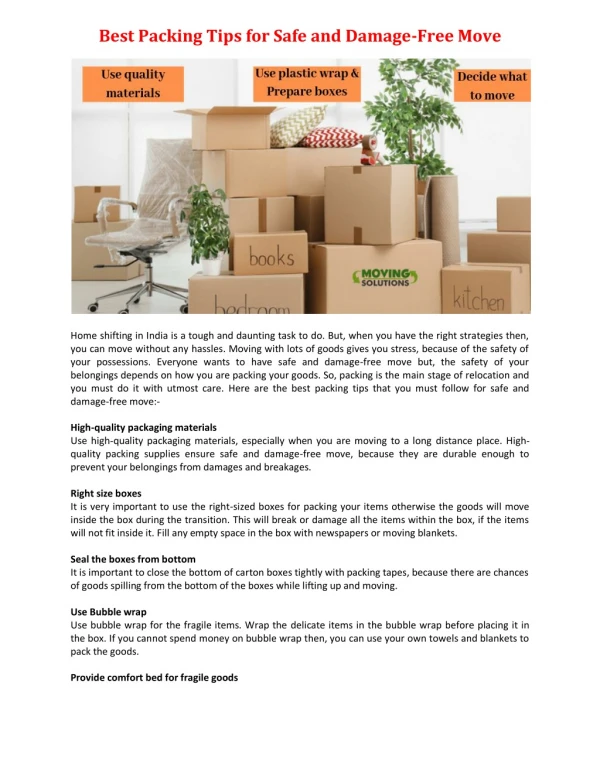 Best Packing Tips for Safe and Damage-Free Move