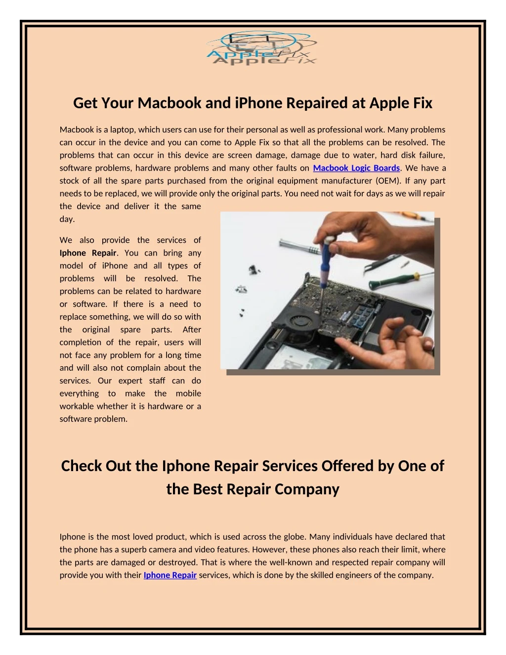 get your macbook and iphone repaired at apple fix