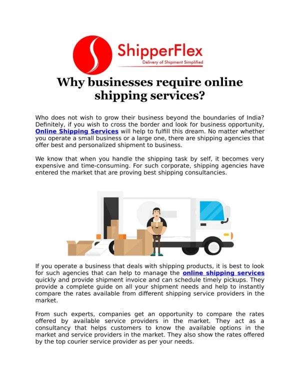 Why businesses require online shipping services?