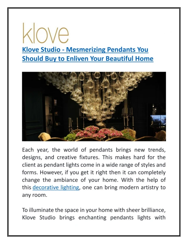 Home Lighting Solutions - Klove Studio