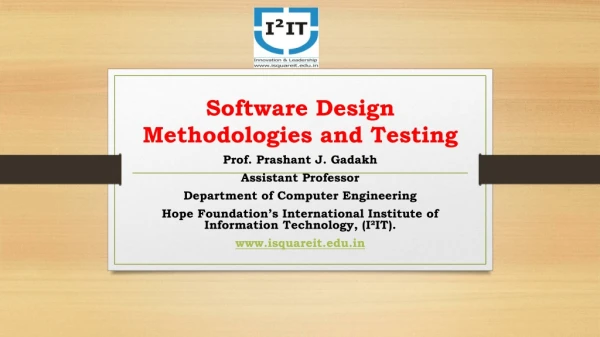 Software Design Methodologies and Testing - Department of Computer Engineering