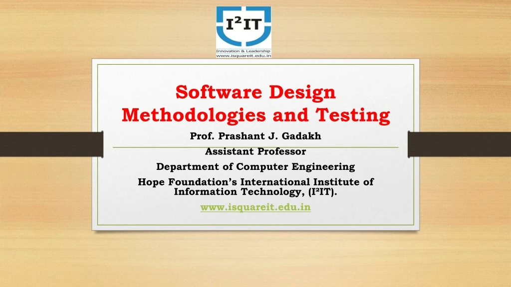 software design methodologies and testing