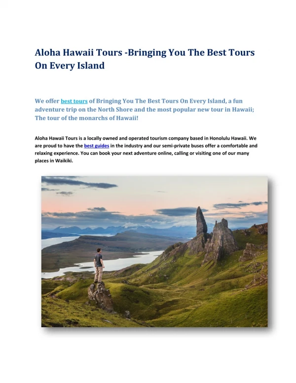 Aloha Hawaii Tours -Bringing You The Best Tours On Every Island