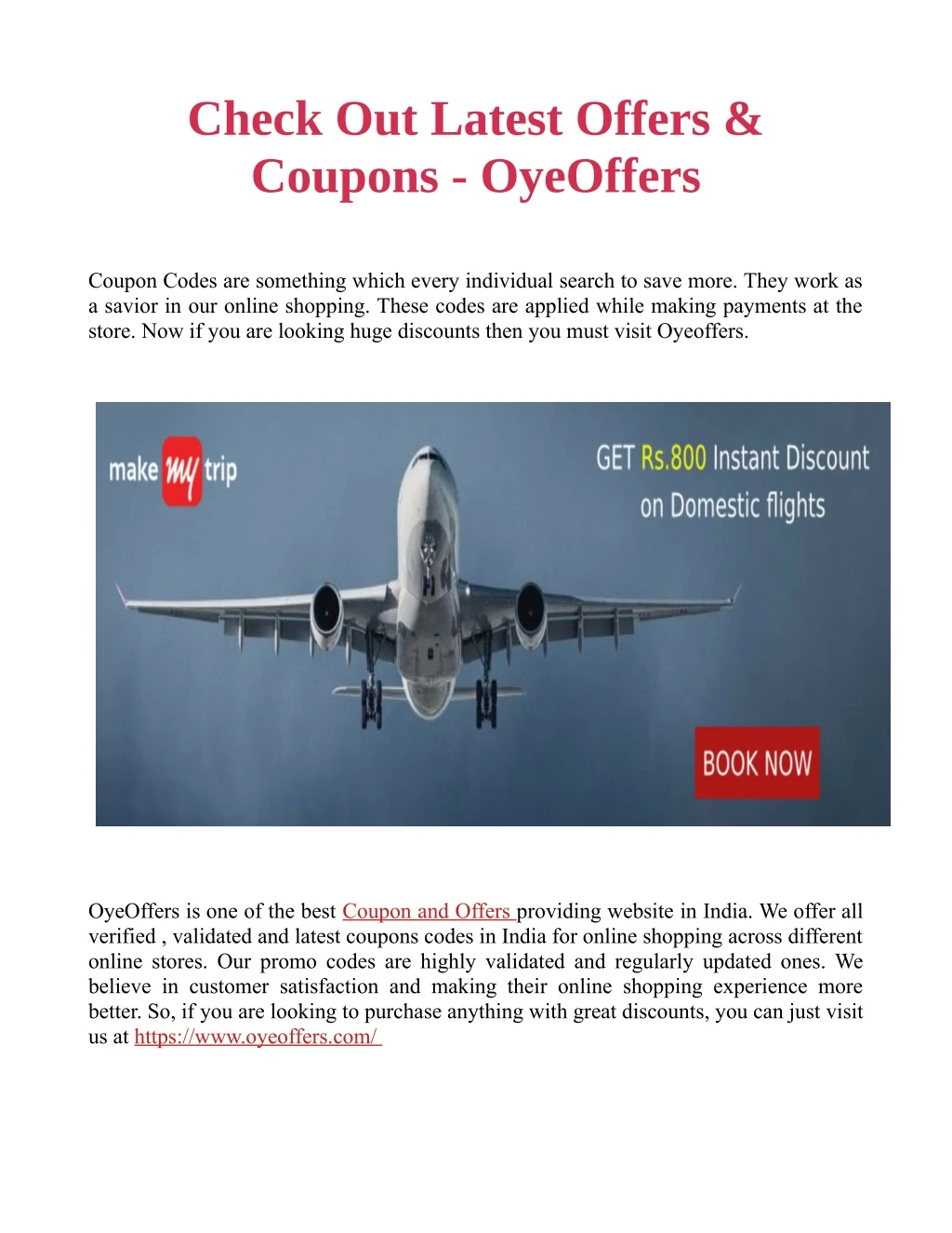 check out latest offers coupons oyeoffers