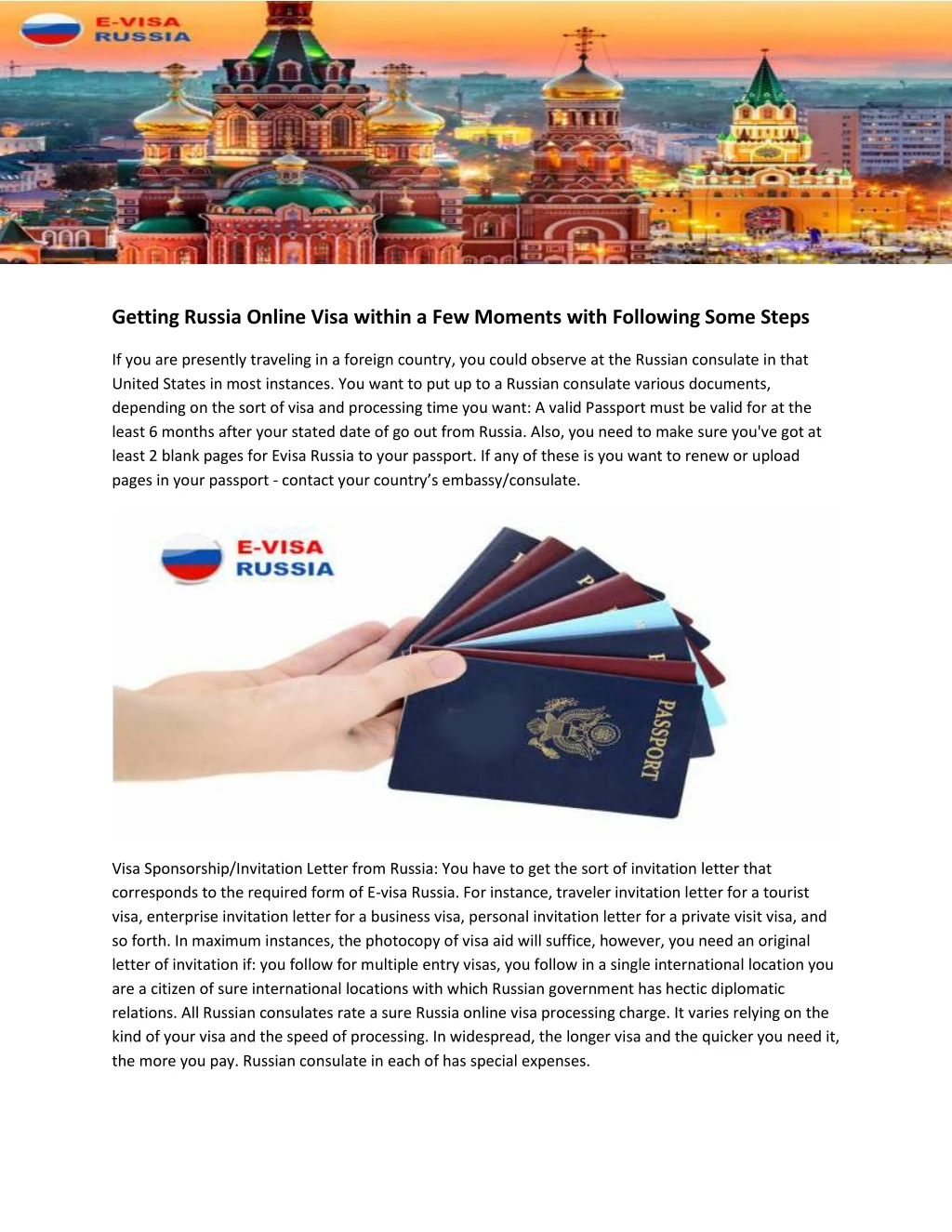 getting russia online visa within a few moments