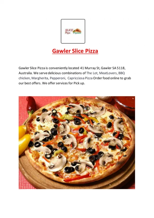 15% Off - Gawler Slice Pizza-Alford - Order Food Online