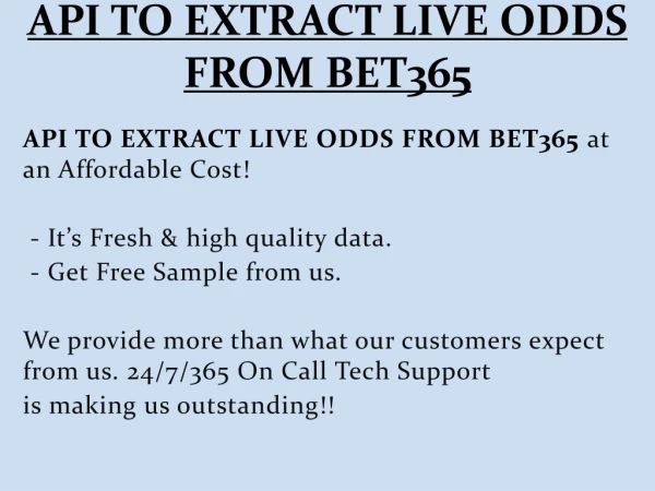 API TO EXTRACT LIVE ODDS FROM BET365