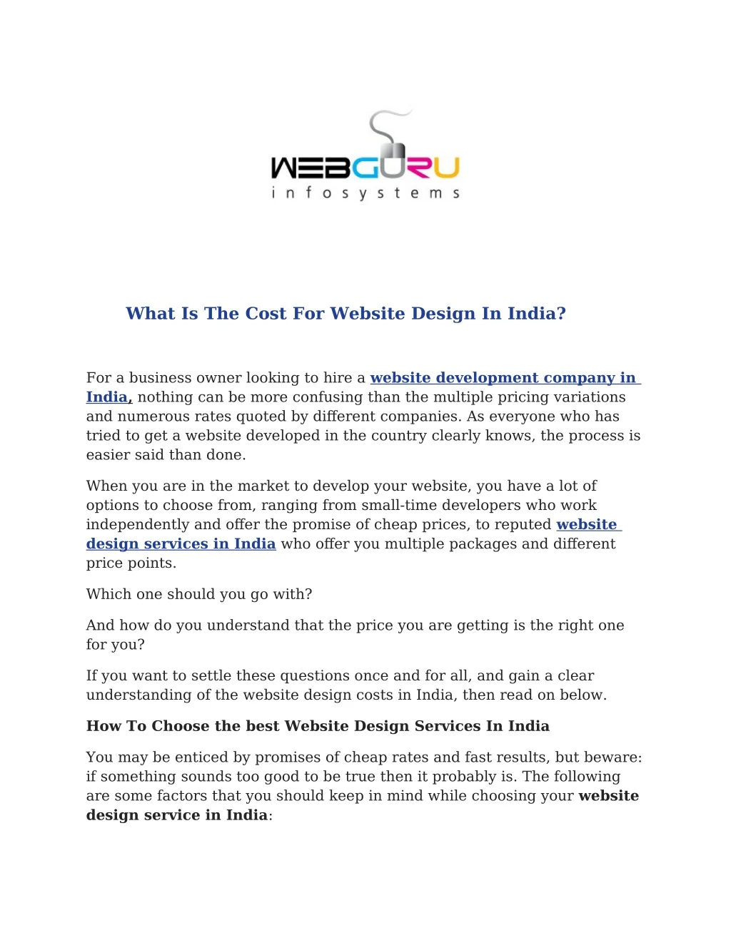 what is the cost for website design in india