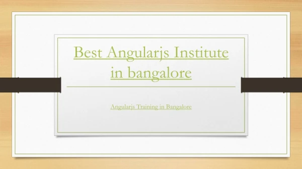 Angularjs Training in Bangalore