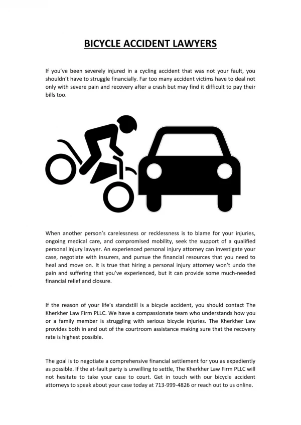Bicycle Accident Lawyers Texas - Personal Injury Attorney