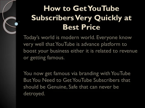 How to Get YouTube Subscribers Very Quickly at Best Price