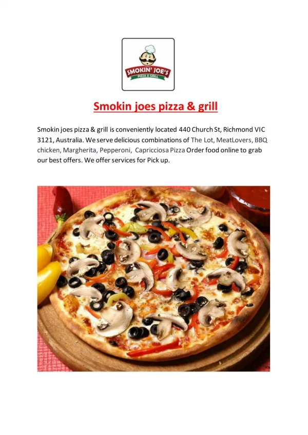 15% Off - Smokin joes pizza & grill -Richmond East - Order Food Online