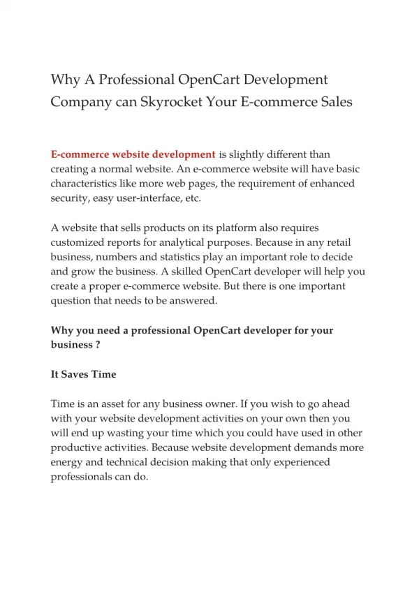 OpenCart Development Company can Skyrocket Your E-commerce Sales