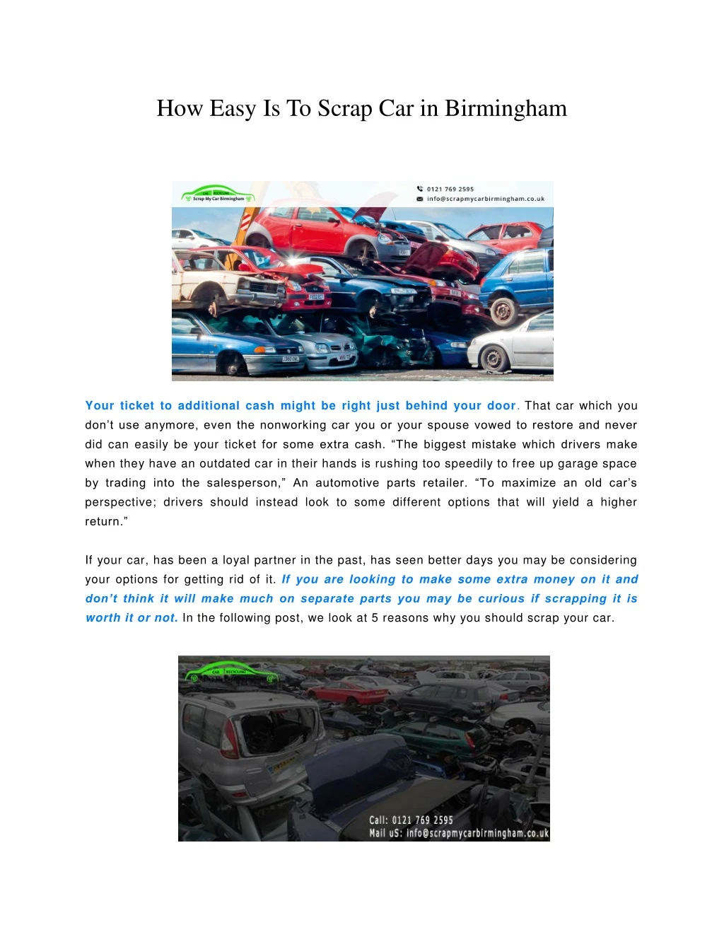 how easy is to scrap car in birmingham