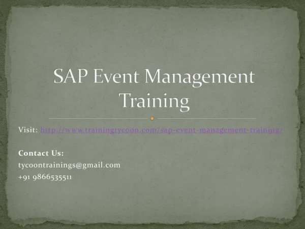 SAP Event Management online Training | SAP EM Corporate Training