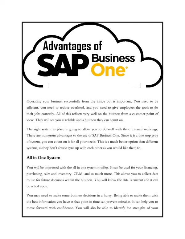 Advantages of SAP Business One