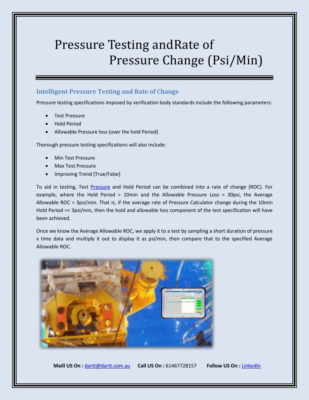 pressure testing andrate of pressure change