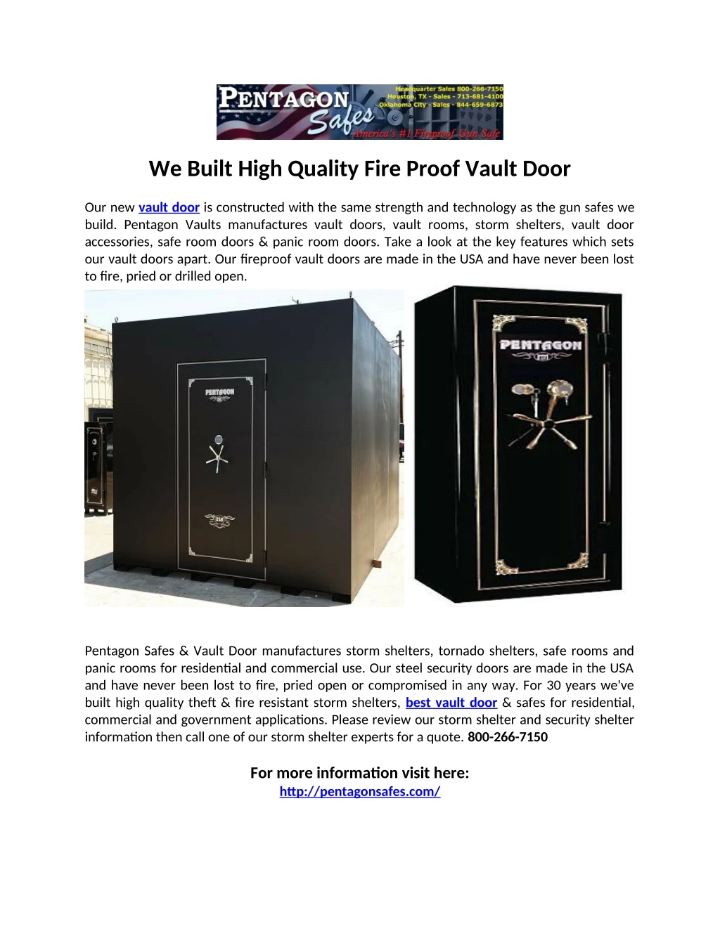 we built high quality fire proof vault door