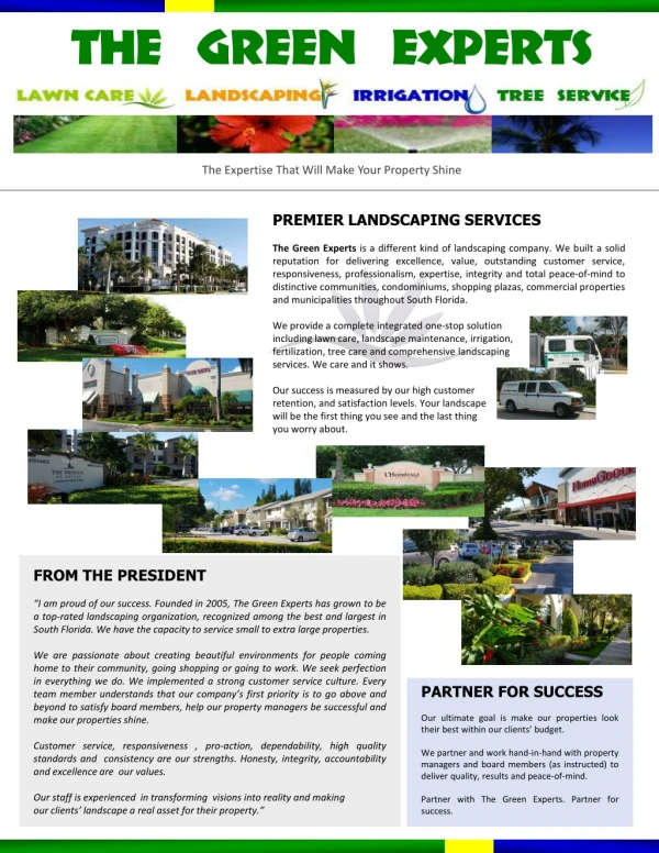 The Green Experts PREMIER LANDSCAPING SERVICES