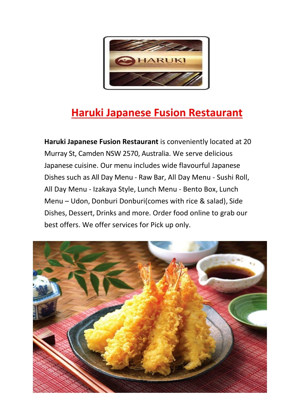 haruki japanese fusion restaurant