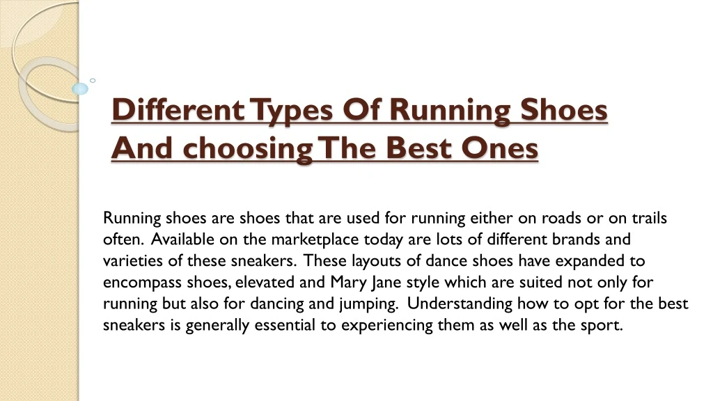 different types of running shoes and choosing the best ones
