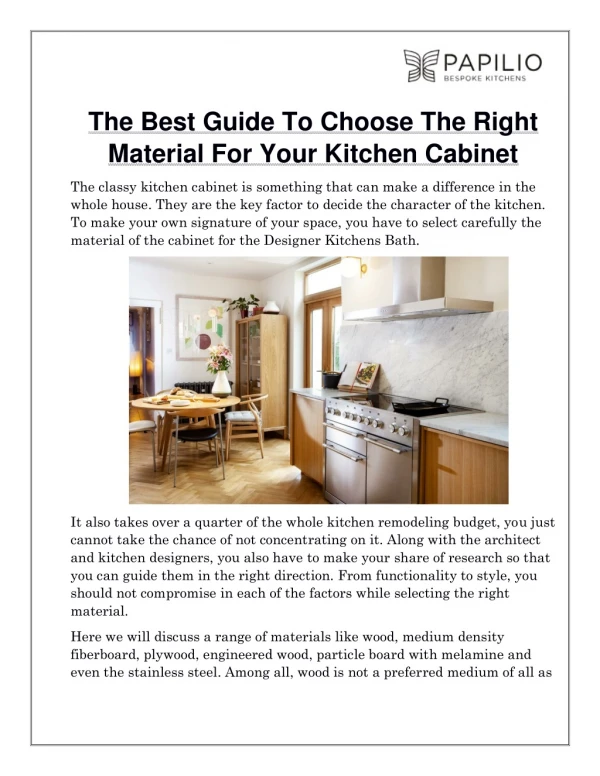 The Best Guide To Choose The Right Material For Your Kitchen Cabinet