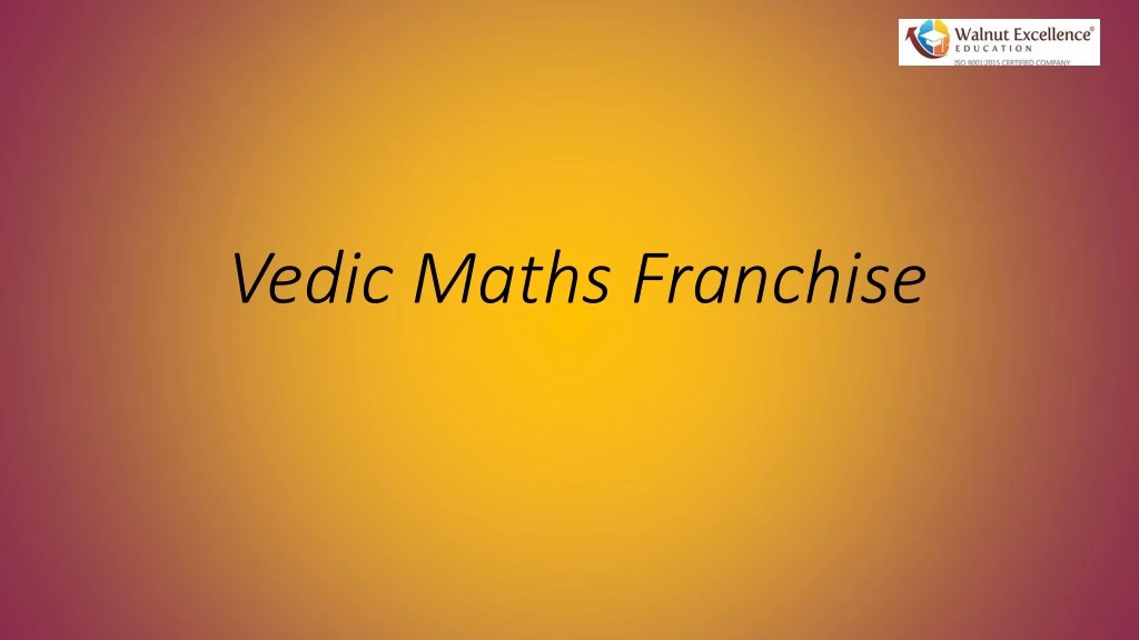 vedic maths franchise
