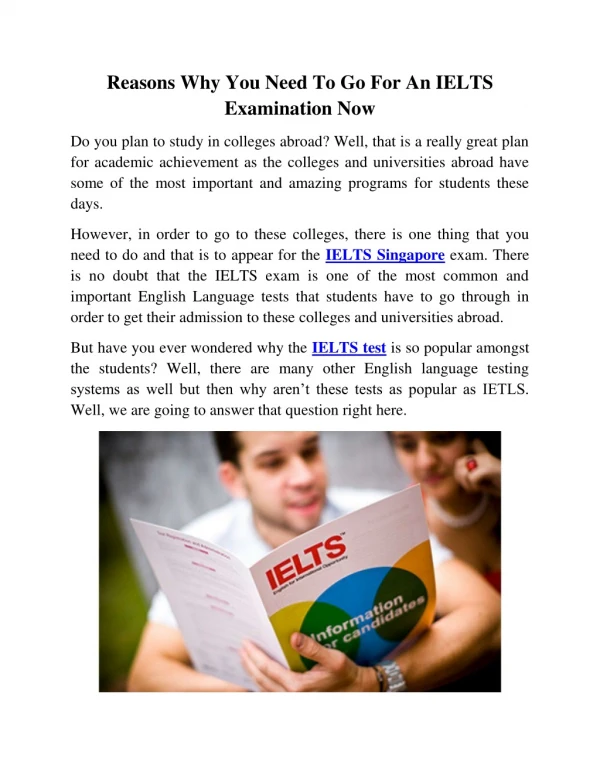 IELTS - Top Reasons Why You Need To Go For An IELTS Examination