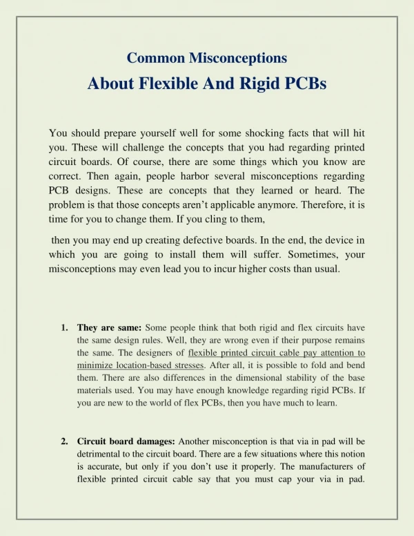 Common Misconceptions About Flexible And Rigid PCBs