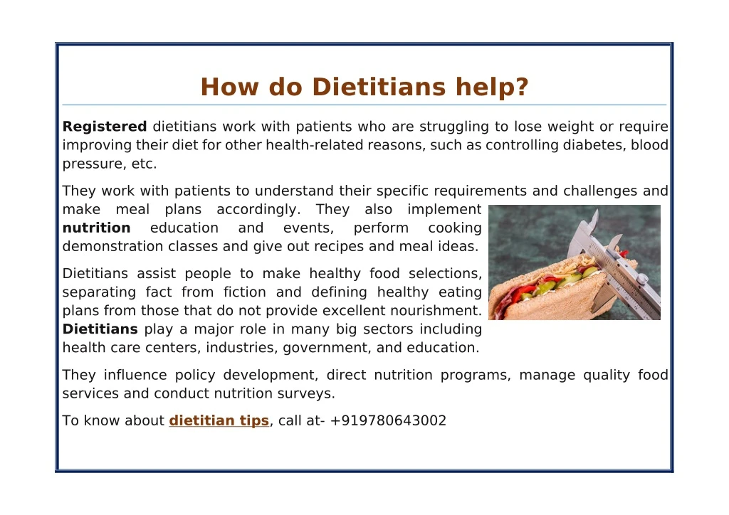 how do dietitians help