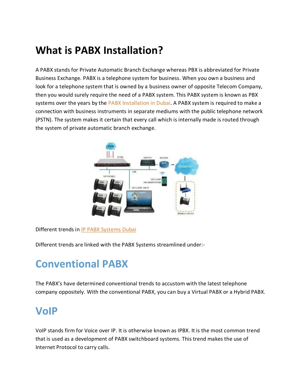 what is pabx installation