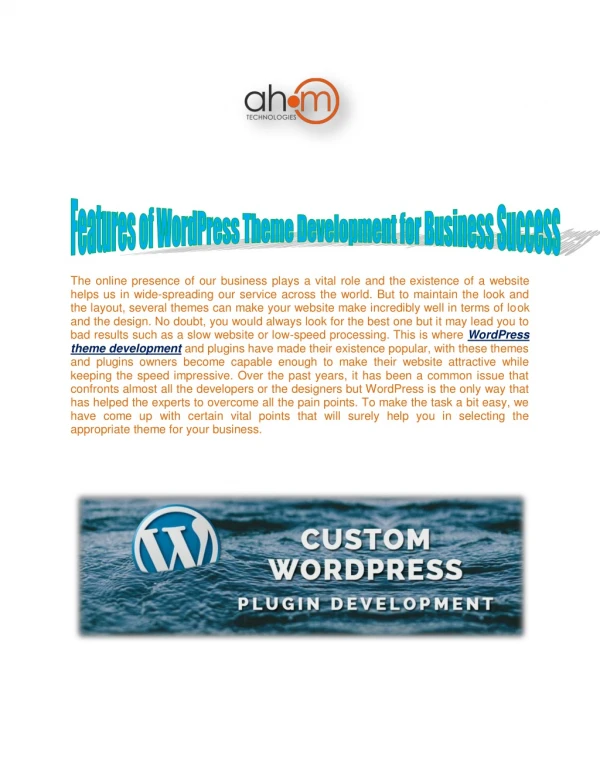 Features of WordPress Theme Development for Business Success