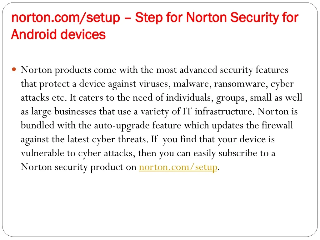 norton com setup step for norton security for android devices