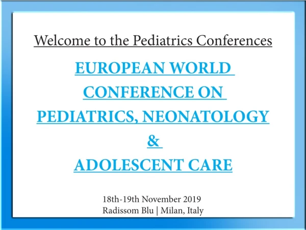Pediatrics Summit 2019 | neonatology