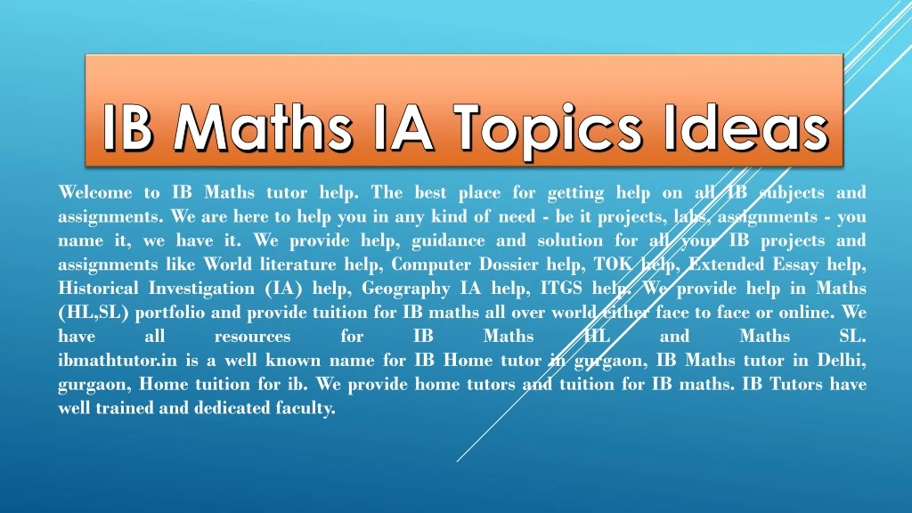 ib maths ia topics ideas