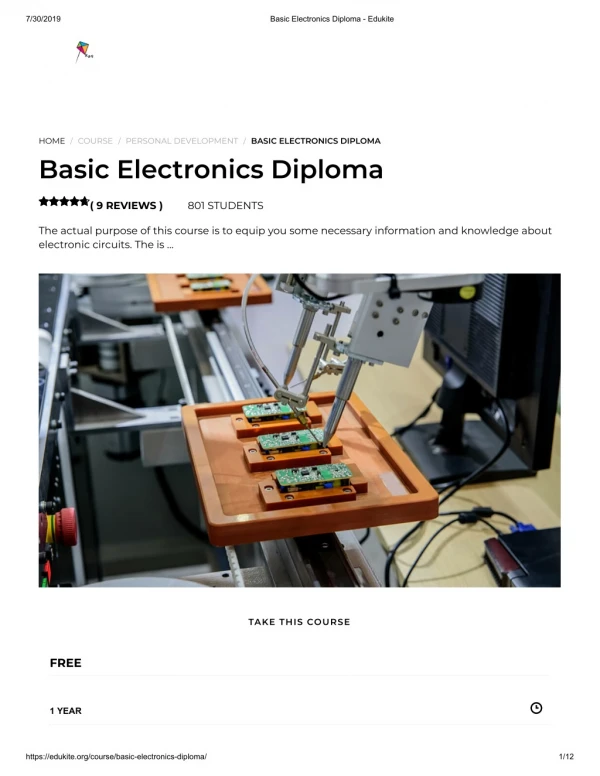 Basic Electronics Diploma - Edukite