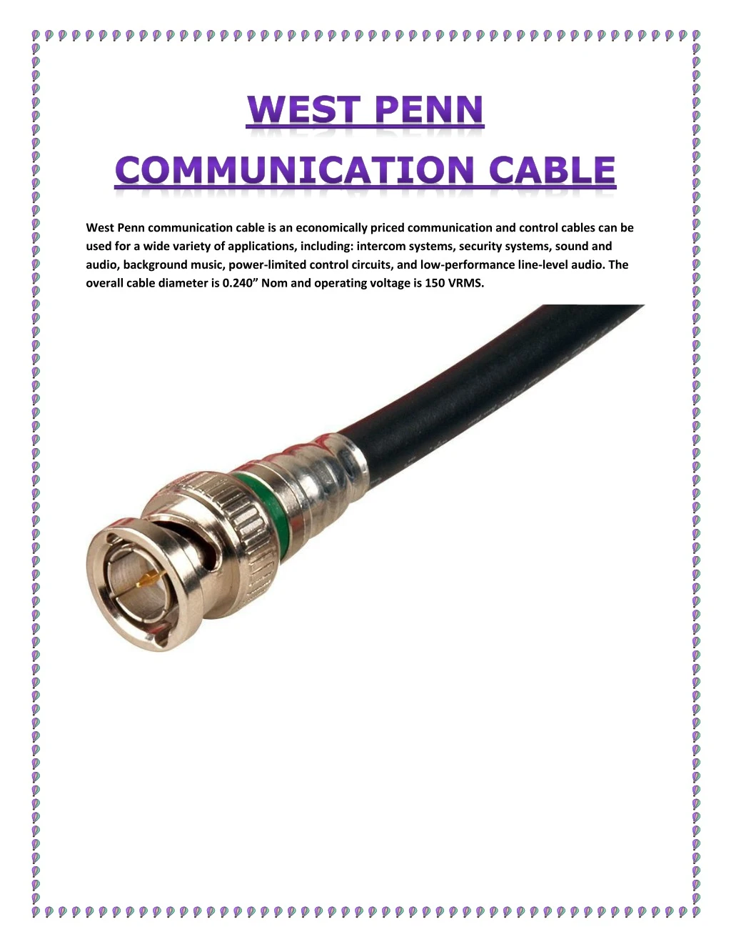 west penn communication cable is an economically