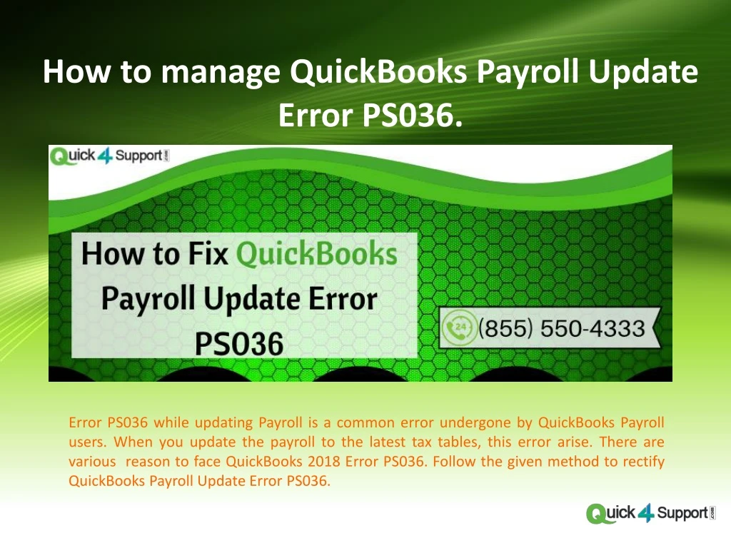 how to manage quickbooks payroll update error ps036