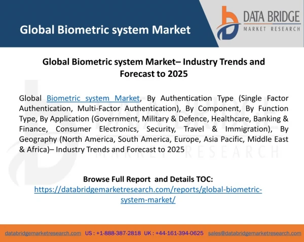 Global Biometric system Market– Industry Trends and Forecast to 2025