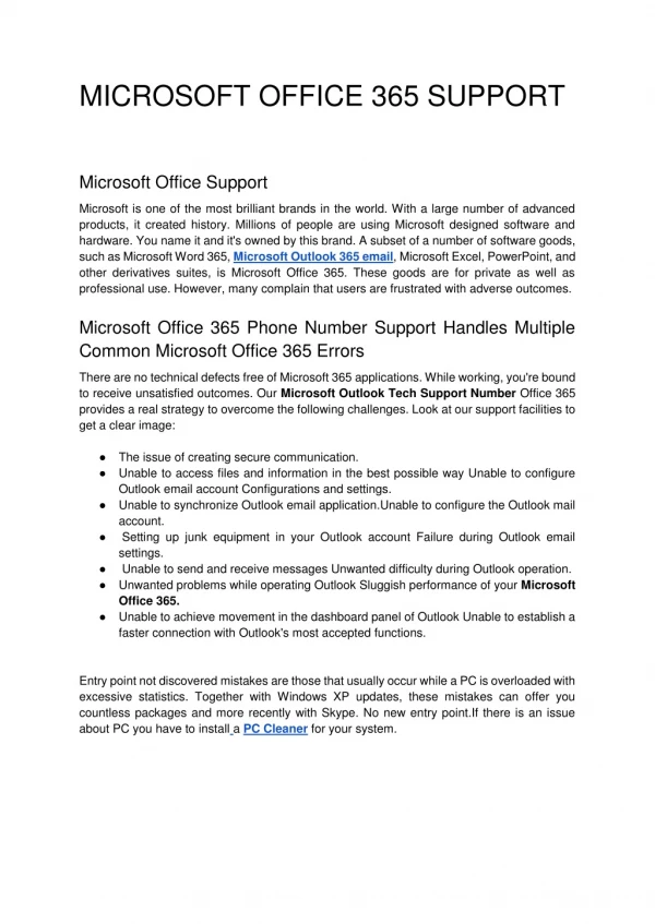 MICROSOFT OFFICE 365 SUPPORT