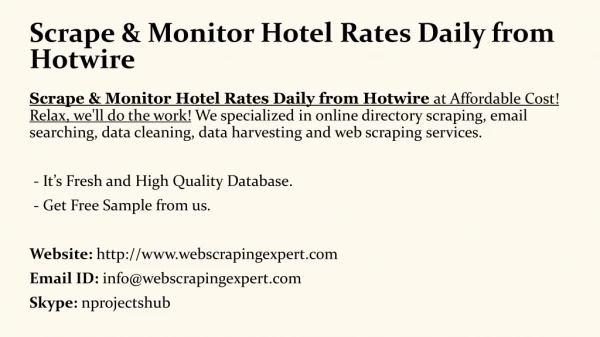 Scrape & Monitor Hotel Rates Daily from Hotwire