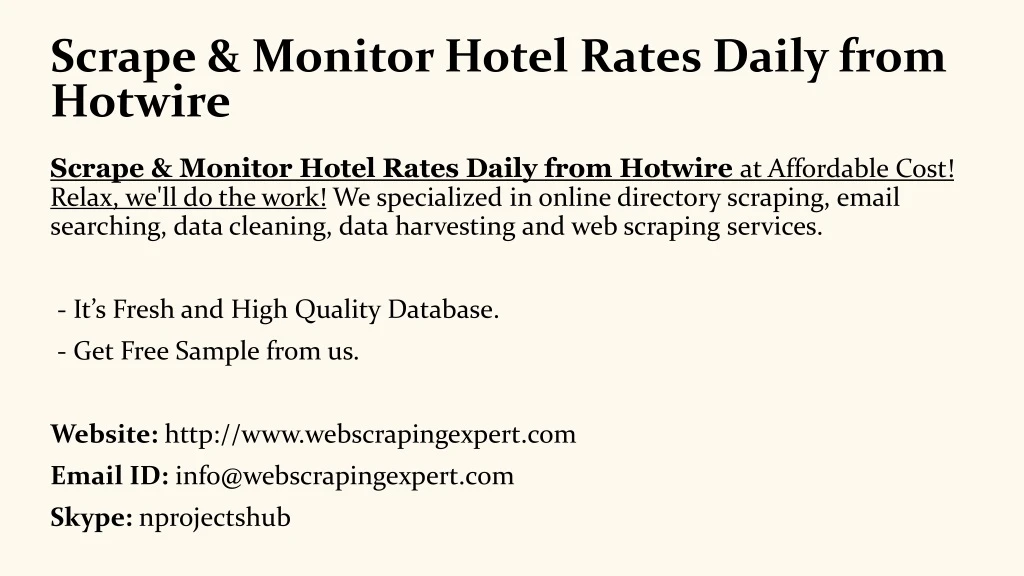 scrape monitor hotel rates daily from hotwire