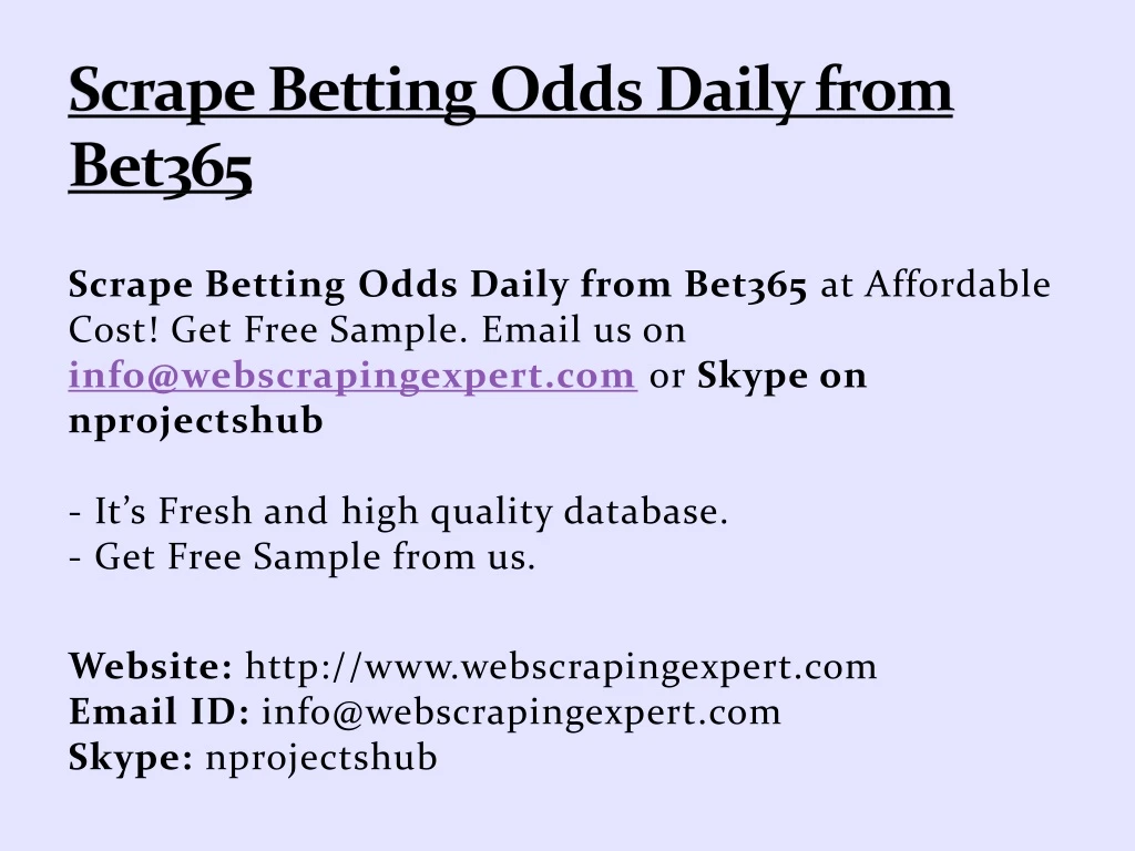 scrape betting odds daily from bet365
